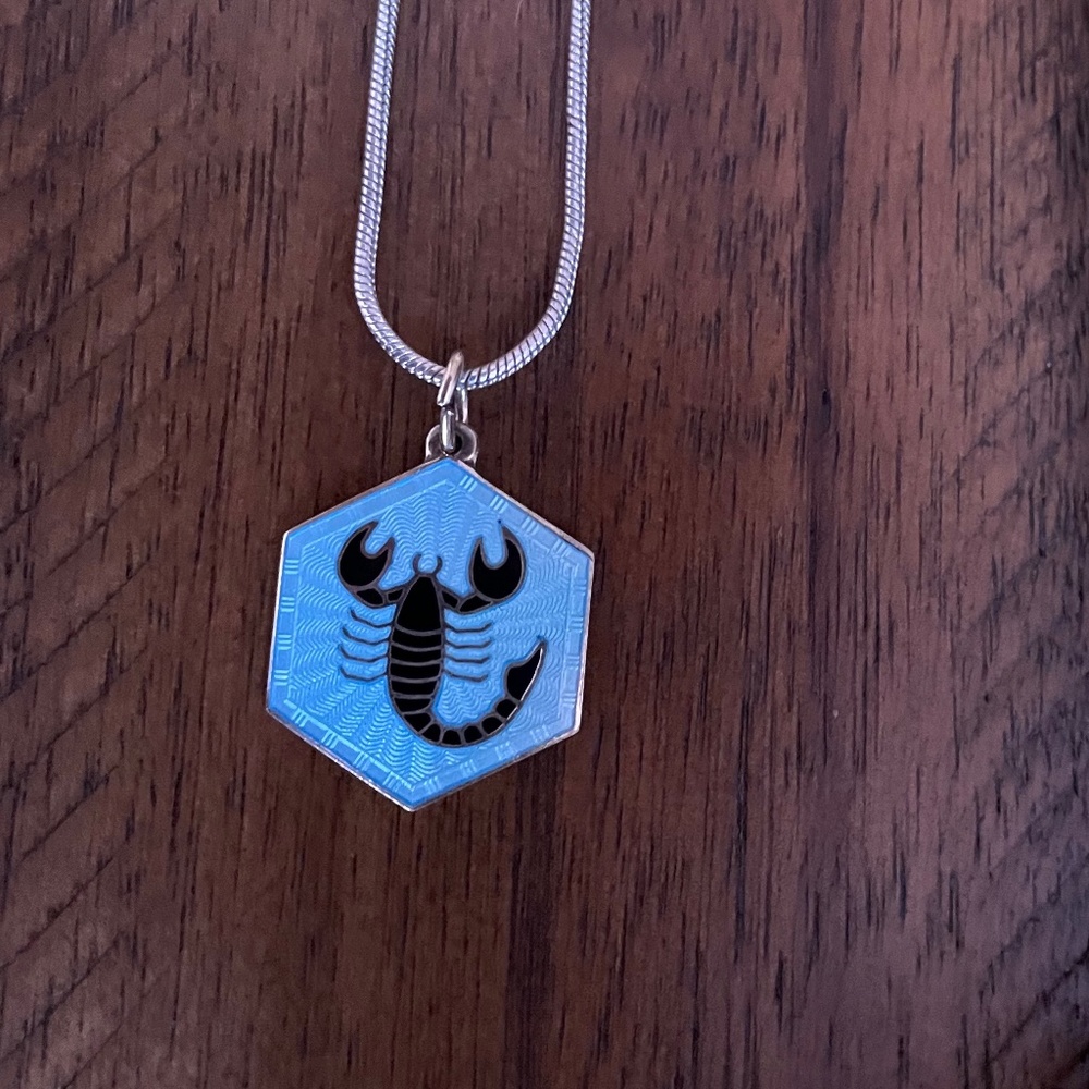 David Andersen Norway Sterling Scorpion Pendant with Sterling Silver Necklace